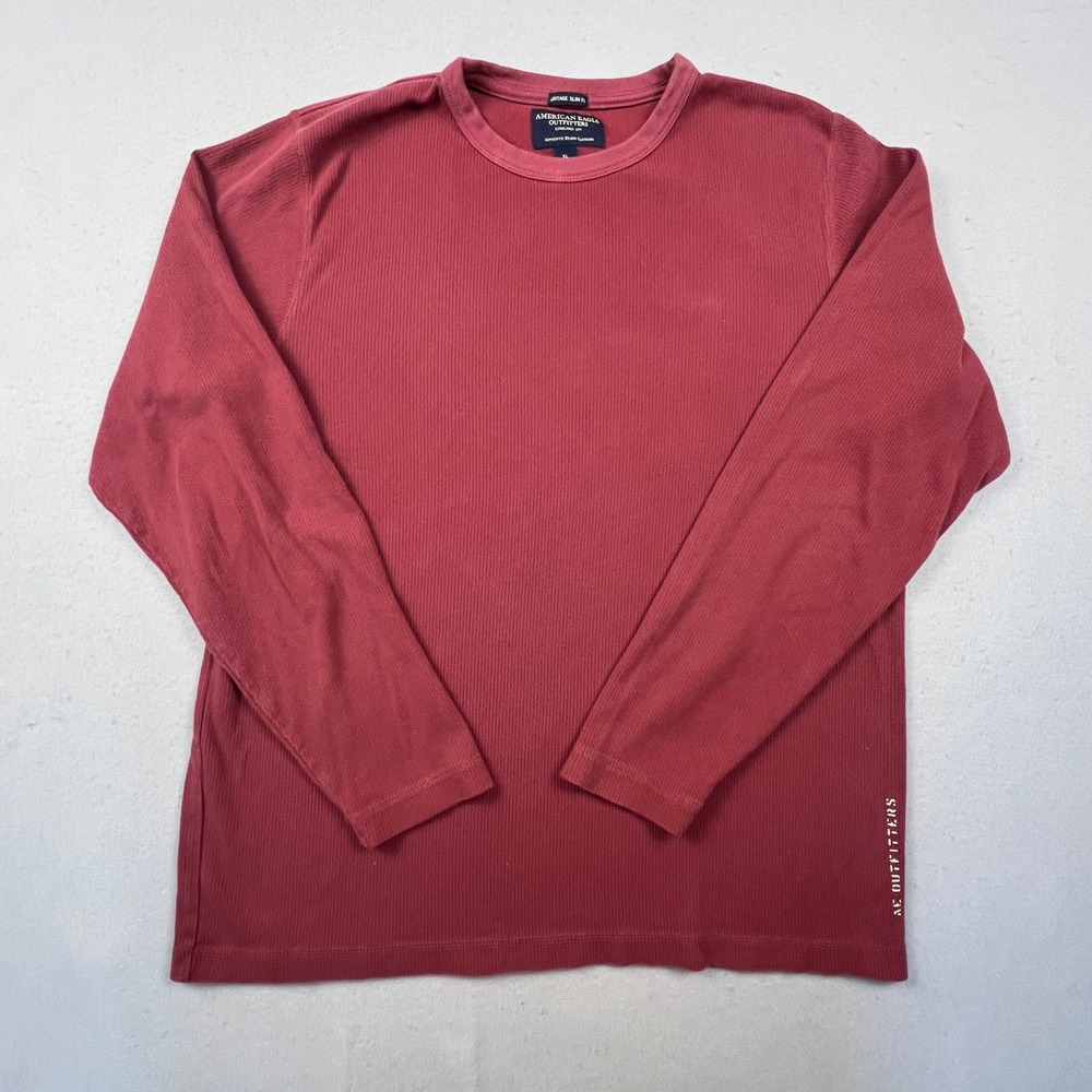 American Eagle Thermal Shirt Mens XL Red Vintage Slim Fit Long Sleeve Ribbed Tee